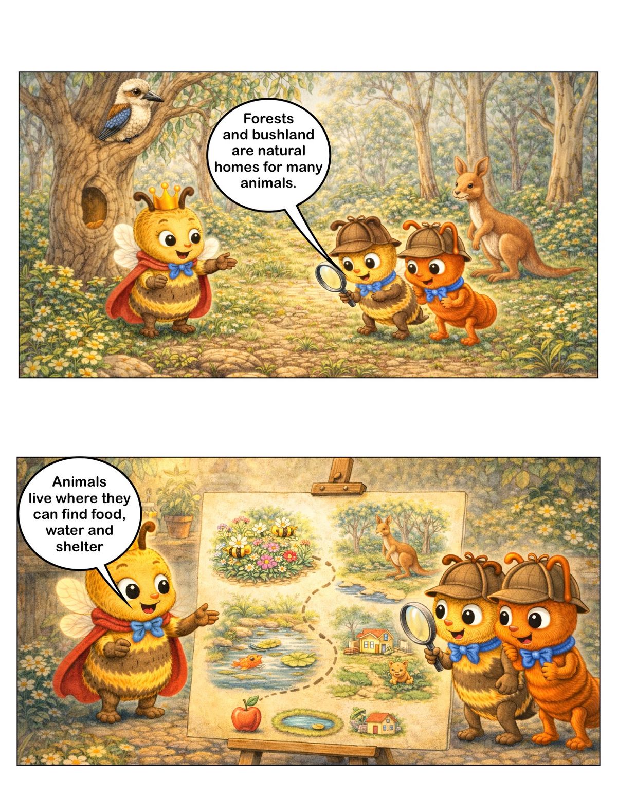 The mystery of animal habitats. Elaboration for AC9S1U01 panel 3