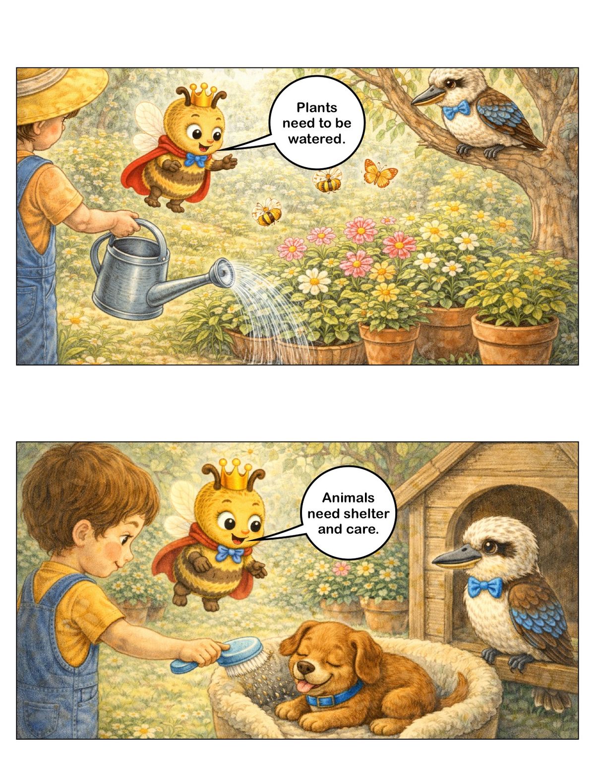 Kiki the Kookaburra learns to care. Elaboration for AC9S1U01 panel 2