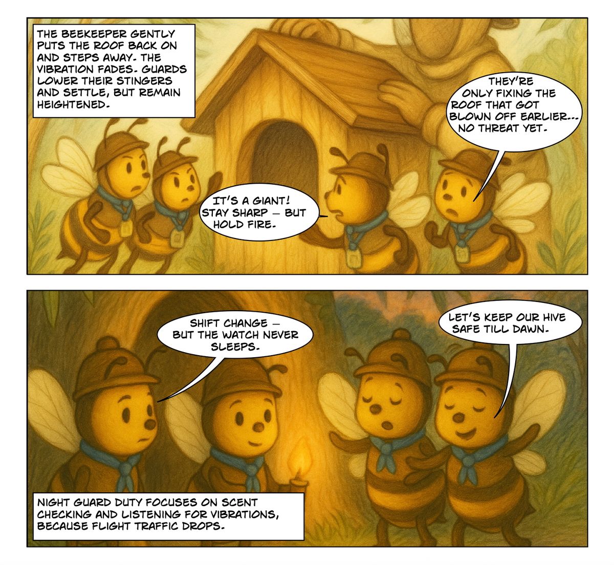 A Day in the Life of a Guard Bee panel 3