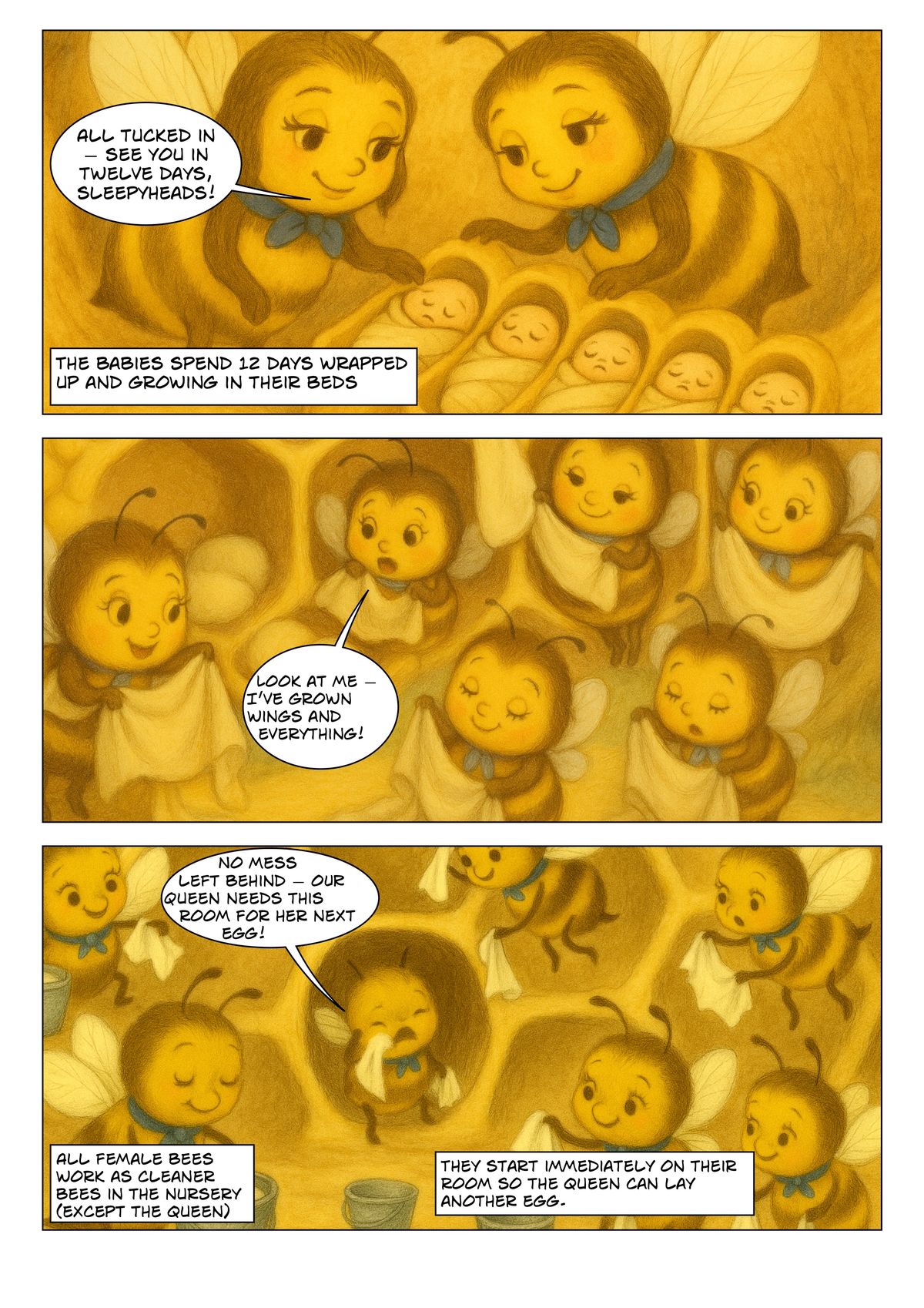 A Day in the Life of a Young Worker Bee (Nursery Edition) panel 2